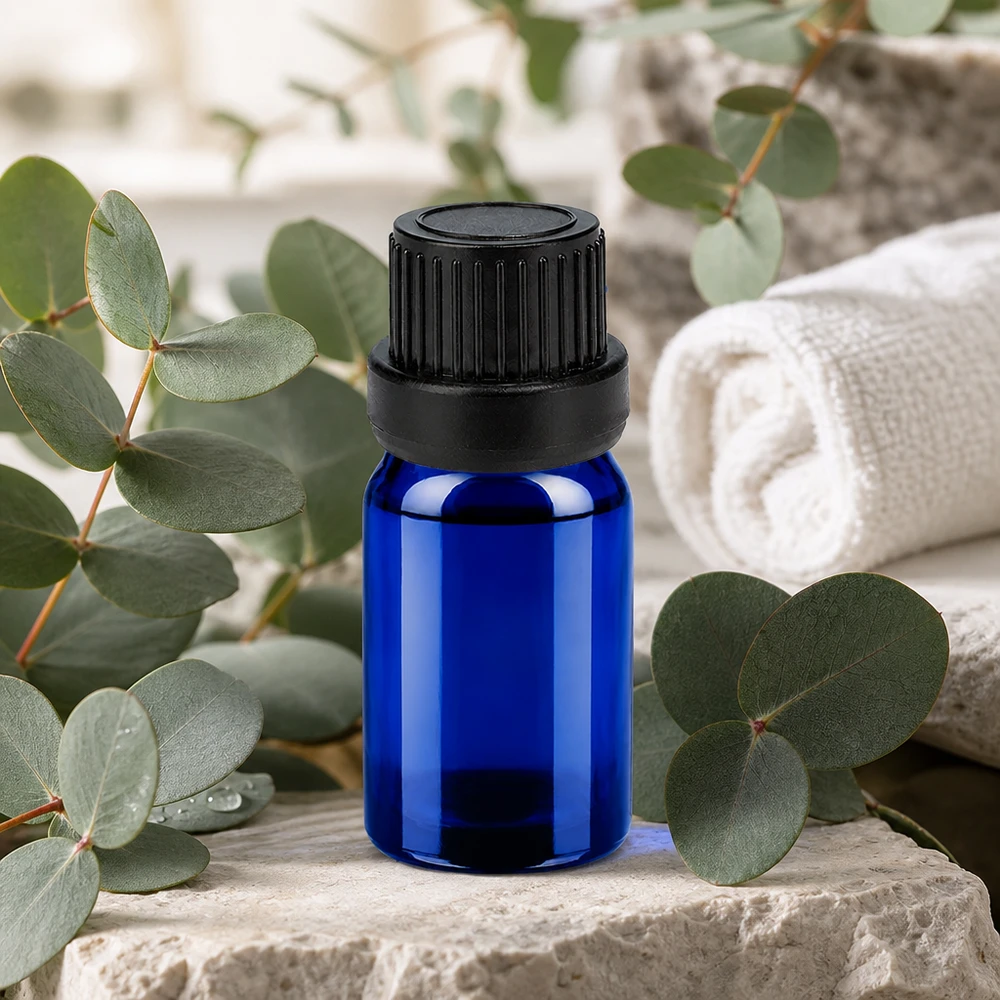 5ml Dropperflaske 2mm sort OV BlueLine UT18/5 Kompakt 5 ml dråbeflaske i elegant blå med sort hætte for nem håndtering