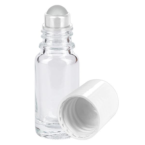 Apoteksflaske klar 10ml roll-on hætte hvid Apoteksflaske klar 10ml roll-on hætte hvid
