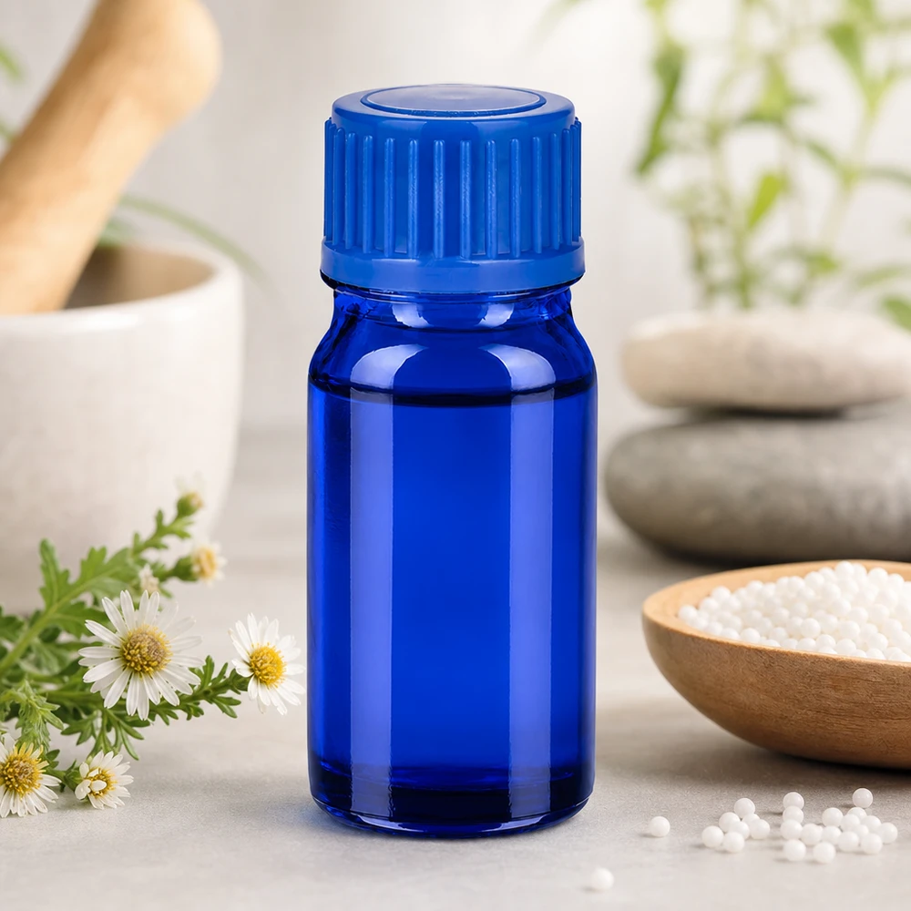 5ml flaske 11mm SV blå STD BlueLine UT18/5 11mm skruelågflaske 5ml blå til homøopatiske kugler og naturmedicin