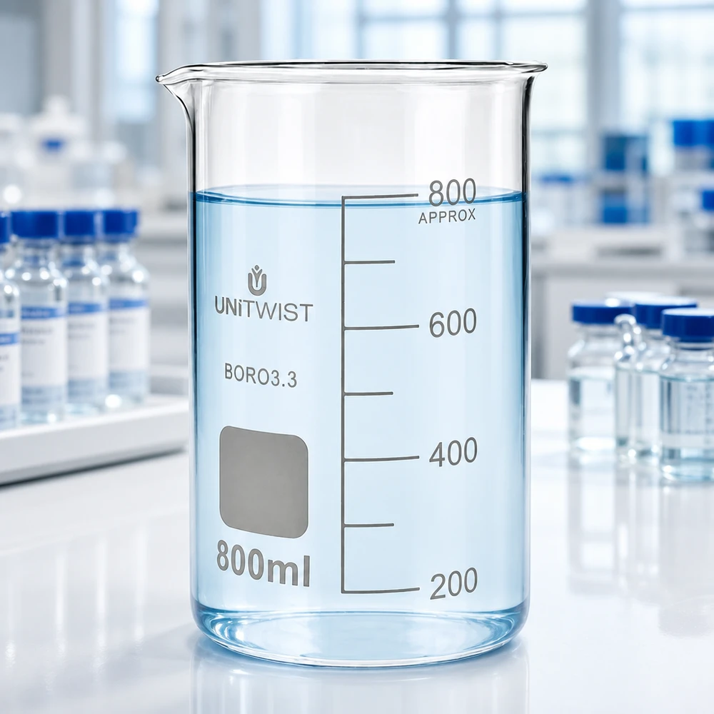 UNITWIST måleglas 800 ml, borosilikatglas, høj model med plads til mærkning og præcis skala