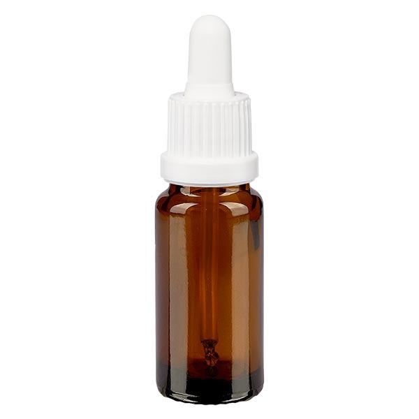 Apoteksflaske brun 10 ml pipette hvid OV Apoteksflaske brun 10 ml pipette hvid OV