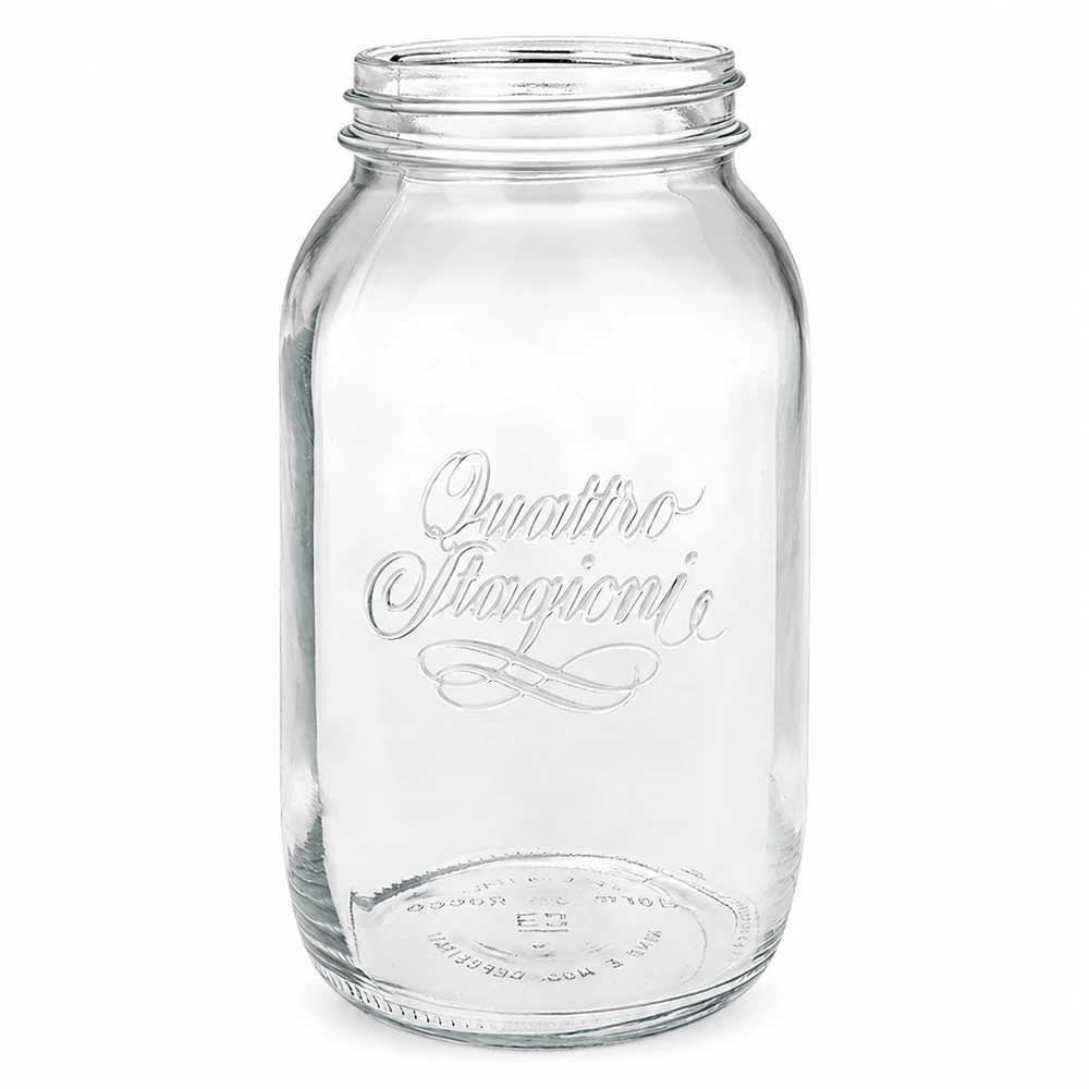 1500 ml husholdningsglas "Quattro Stagioni" 1500 ml Quattro Stagioni husholdningsglas med skruegevind, gennemsigtigt konserveringsglas til køkken og opbevaring