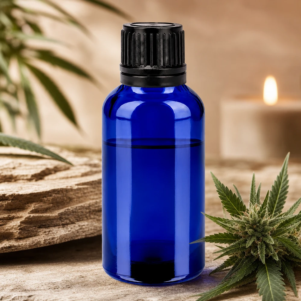 30 ml flaske 11 mm SV sort OV BlueLine UT18/30 Kompakt 30 ml koboltglasflaske med UV-beskyttelse og drypsikker 11 mm hætte