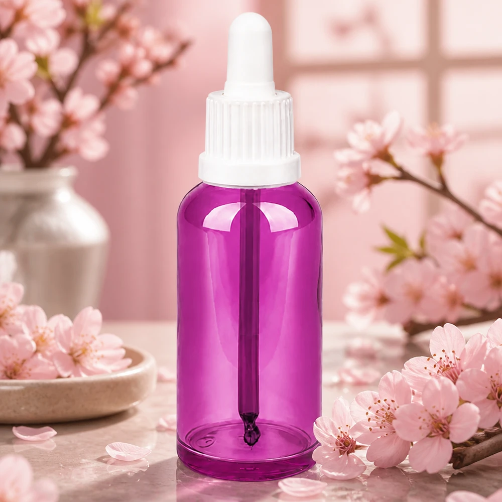 50 ml pipetteflaske hvid Originality skruelåg PurpleLine UT18/50 Lilla 50 ml kosmetikflaske med dråbetæller, ideel til serum og ansigtsolier