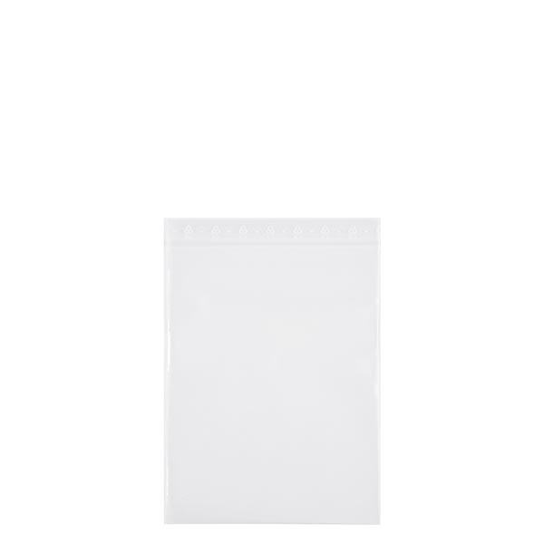 PolyZip-pose (pakke med 100) 120x170 mm. Fremstillet af klar PE 50 µm. Også til fødevarer. Med trykforseglingsstrimmel med lynlås.