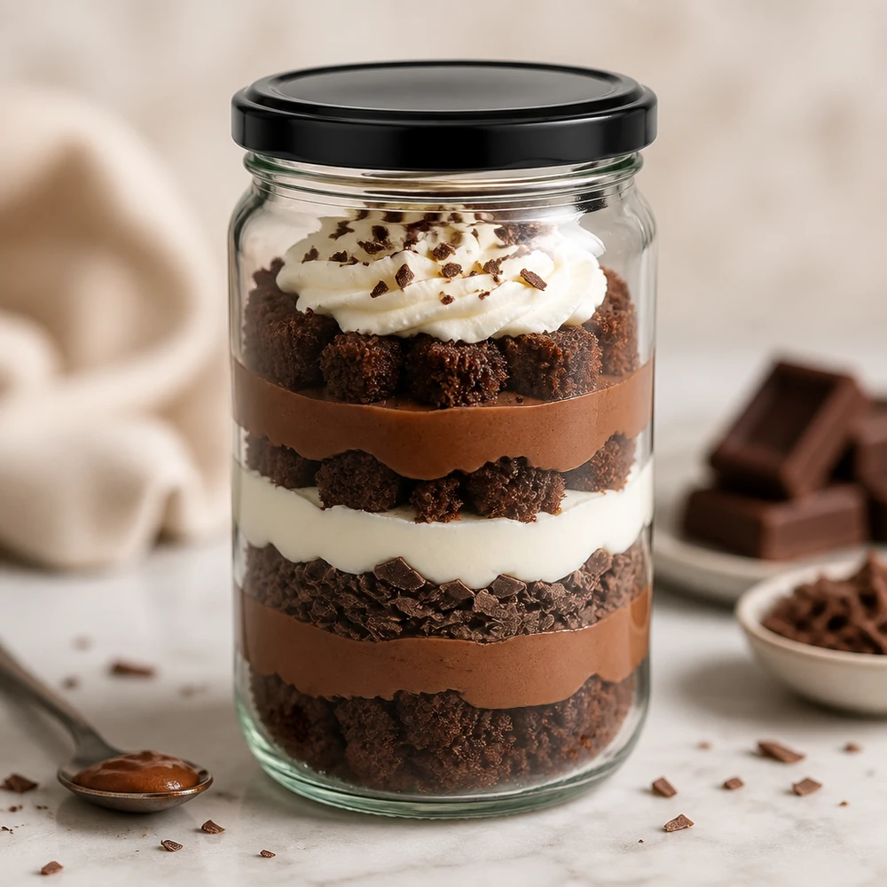 305 ml rund krukke med BasicSeal-låg sort UNiTWIST 305ml Rundglas UNiTWIST mit schwarzem Deckel für Schichtdesserts - perfekt für Tiramisu und Mousse-Kreationen