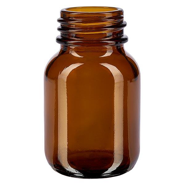 50 ml flaske med bred hals i ravfarvet glas