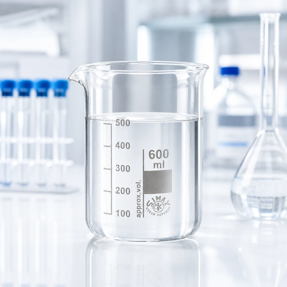 Bæger 600 ml borosilikatglas, lav skimmel Gennemsigtigt bægerglas 600 ml med lav form lavet af borosilikatglas af høj kvalitet til laboratoriet og køkkenet