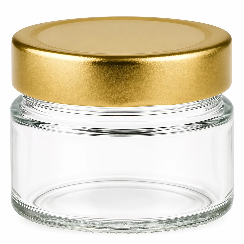 80 ml rund krukke med BasicSeal-låg guld dyb UNiTWIST 80 ml rund krukke med BasicSeal-låg guld dyb UNiTWIST