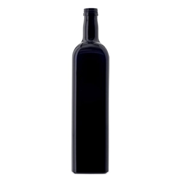 Olieflaske i violet glas 1000 ml, firkantet, UNI 31,5x24 Olieflaske i violet glas 1000 ml, firkantet, UNI 31,5x24