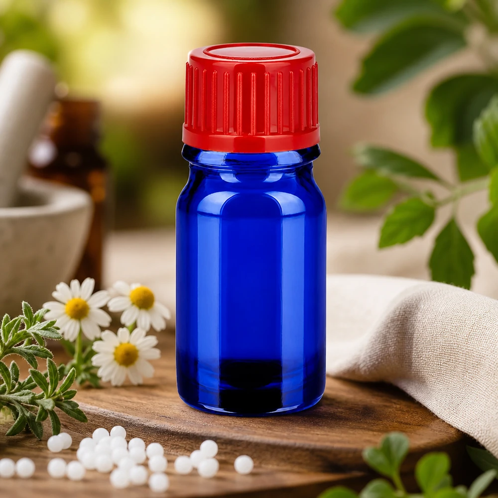 5ml flaske 11mm SV rød STD BlueLine UT18/5 Kompakt 5 ml flaske med 11 mm skruelåg rød STD BlueLine til mobile anvendelser
