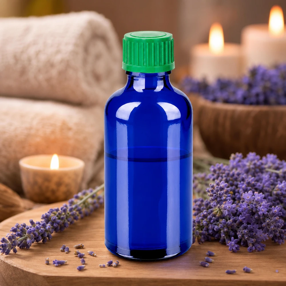 50 ml dråbeflaske af robust glas med 0,8 mm præcisionsdispenser til aromaterapi