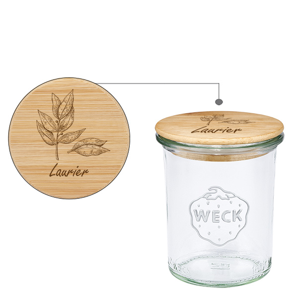 Couvercle en bois "Laurier" avec WECK verre plongeant 160ml