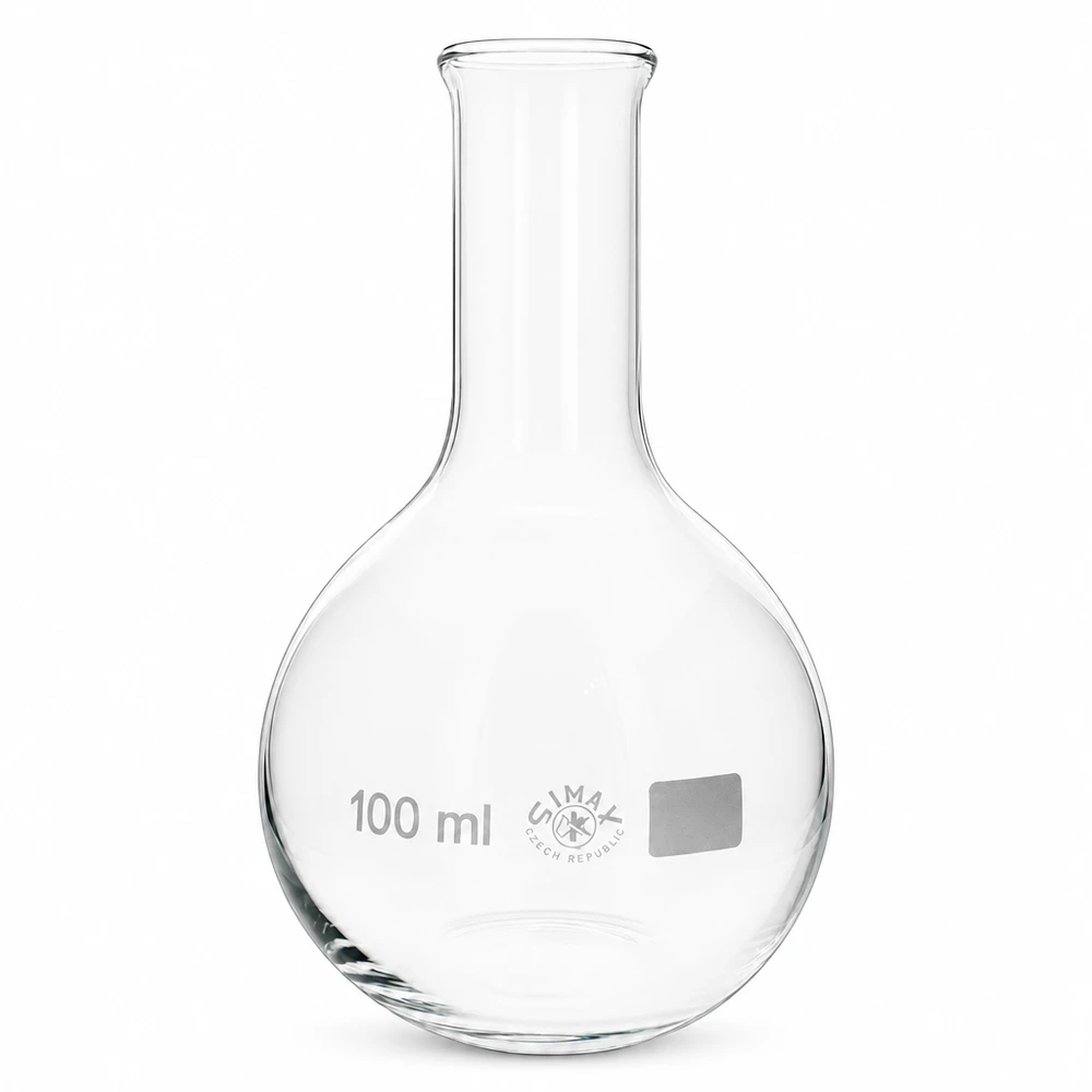 Stående kolbe 100 ml med smal hals 100 ml rundbundet kolbe med smal hals lavet af borosilikatglas af høj kvalitet til præcise laboratorieforsøg