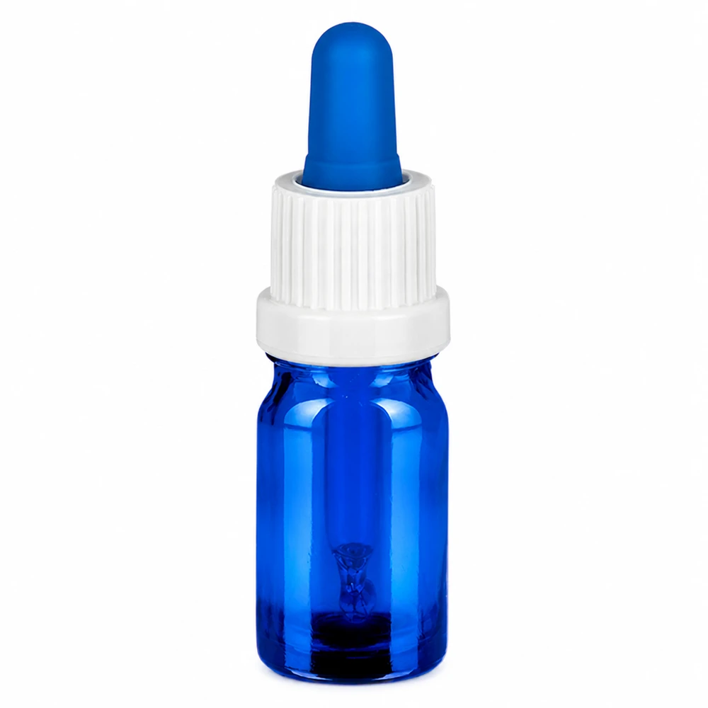 5 ml pipetteflaske hvid/blå OV BlueLine UT18/5 5 ml pipetteflaske i blå med hvid hætte til præcis dosering af væsker