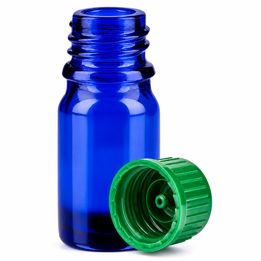 5ml flaske 11mm SV grøn STD BlueLine UT18/5 5 ml glasflaske blå med gevind 11 mm SV grøn STD BlueLine UT18/5 til æteriske olier