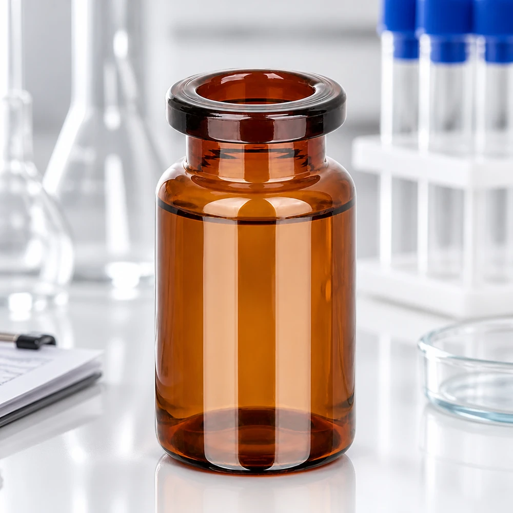 Injektionsflaske af ravfarvet glas 5 ml Kompakte Injektionsflasche 5ml Braunglas mit breiter Öffnung und stabilem Boden