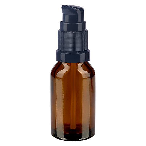 Apoteksflaske brun 30ml pumpehætte sort St Apoteksflaske brun 30ml pumpehætte sort St