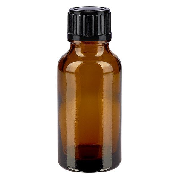 Apoteksflaske brun 20ml dryp v. 1mm sort pc Apoteksflaske brun 20ml dryp v. 1mm sort pc
