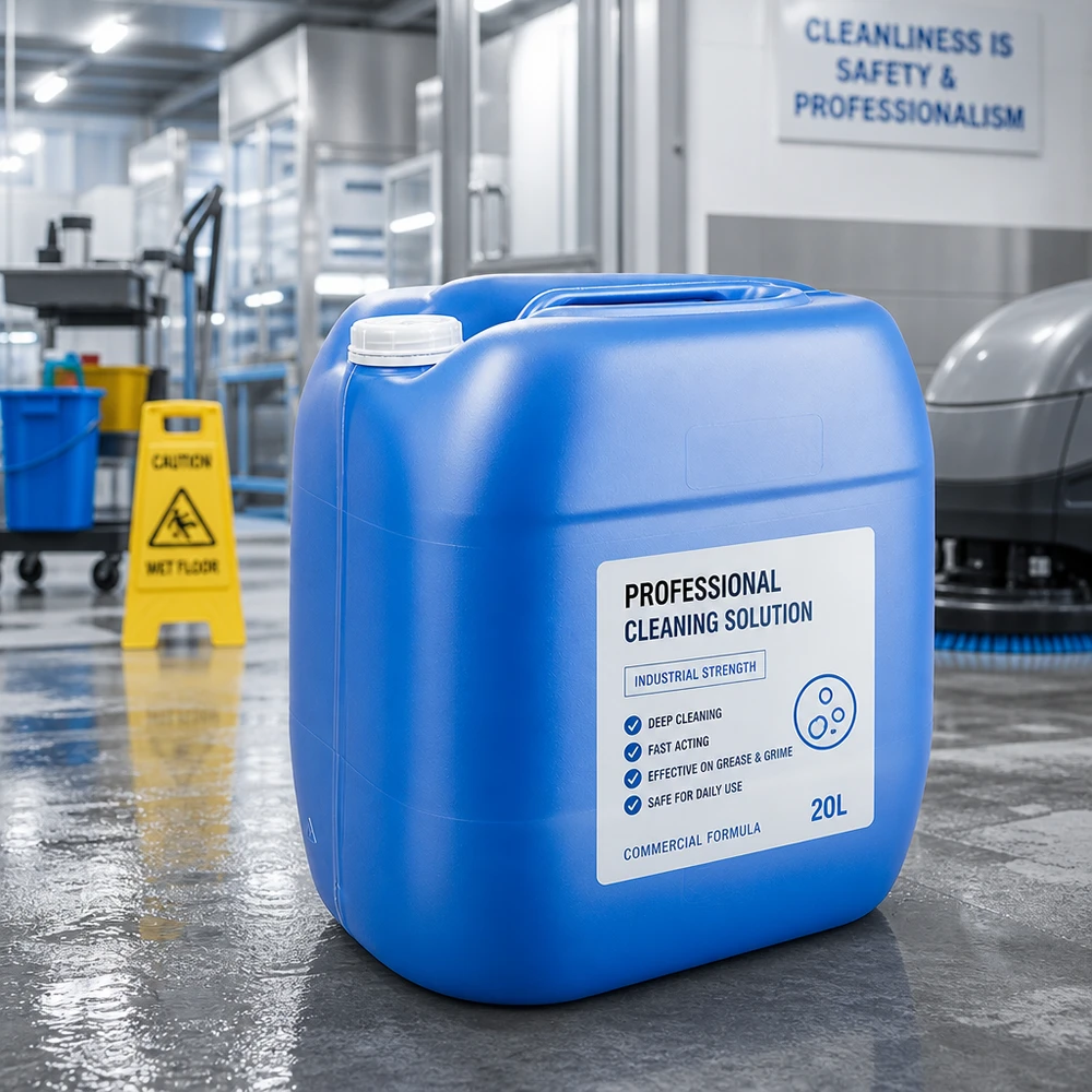 30 liters dunk, blå uden låg Stabelbar blå plastdunk på 30 liter uden låg til professionelle rengøringsmidler