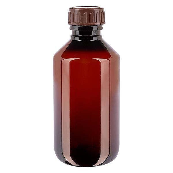PET-flaske 200 ml med brun hætte Standard PET-flaske 200 ml med brun hætte Standard