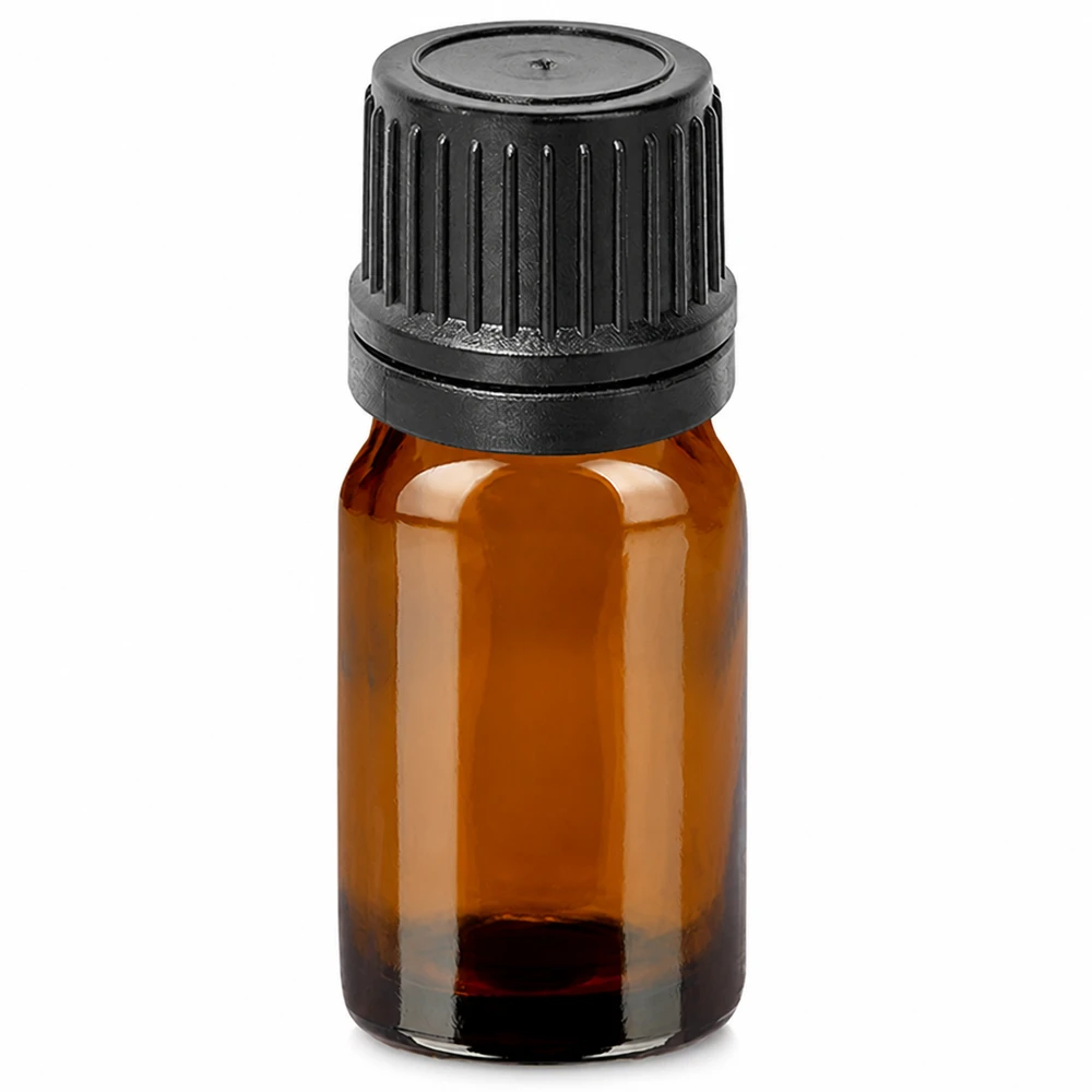 5ml Dropperflaske 1mm sort OV BrownLine UT18/5 5 ml dråbeflaske brun med sort hætte til æteriske olier og aromaterapi
