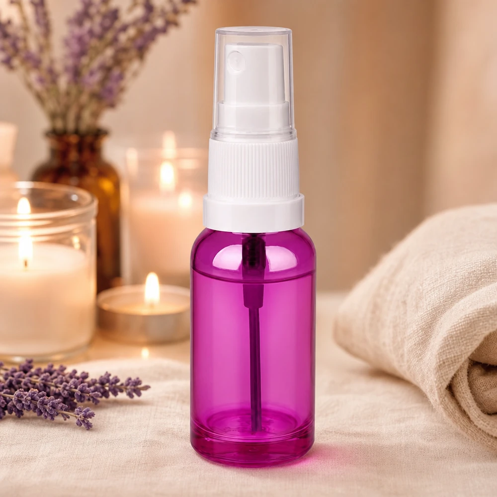 20 ml sprayflaske hvid/transparent Standard PurpleLine UT18/20 Kompakt 20 ml sprayflaske af robust plast i lilla transparent til daglig brug