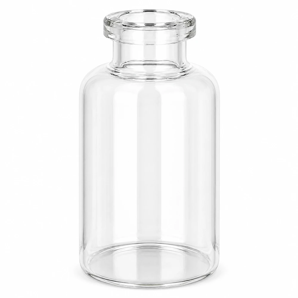 Injektionsflaske i klart glas 30 ml Zylindrische Klarglas Injektionsflasche 30ml mit engem Hals und flachem Boden