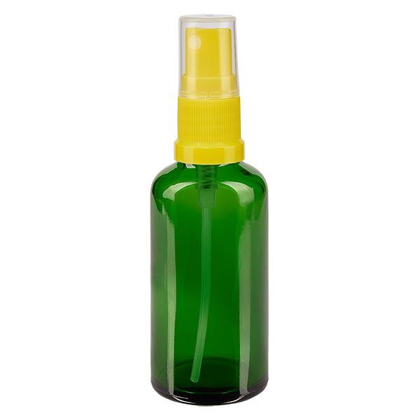 Apotekerflaske grøn 50 ml spraytilbehør gul Apotekerflaske grøn 50 ml spraytilbehør gul