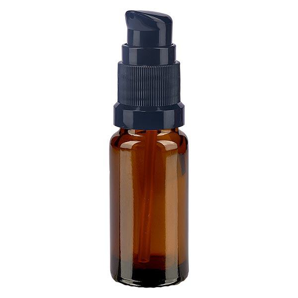Apoteksflaske brun 10ml pumpehætte sort St Apoteksflaske brun 10ml pumpehætte sort St