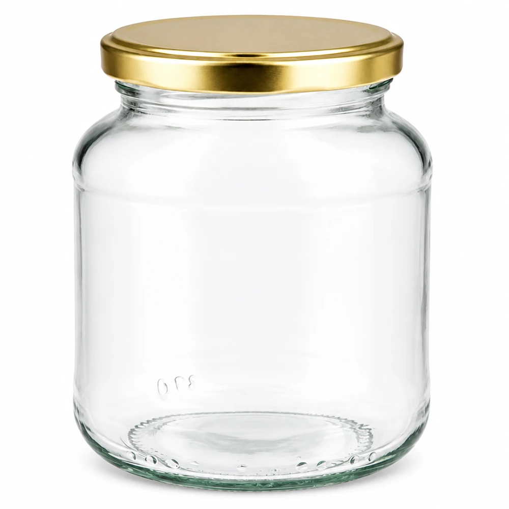 370 ml oval krukke med BasicSeal-låg guld UNiTWIST 370 ml ovalt glas med gyldent BasicSeal-låg UNiTWIST - tomt syltetøjsglas til marmelade og konserves