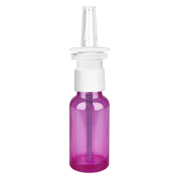 20 ml næsesprayflaske hvid/transparent standard PurpleLine. UT18/20