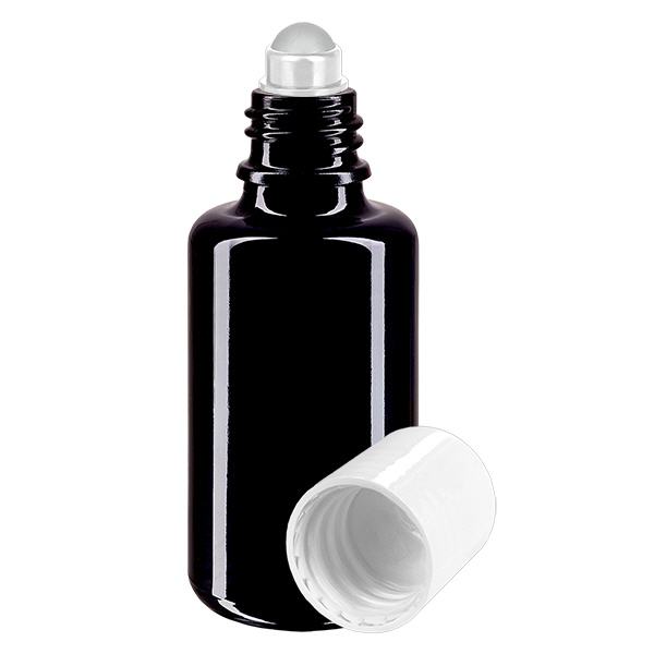 Apoteksflaske viol. 30ml roll-on hætte hvid Apoteksflaske viol. 30ml roll-on hætte hvid