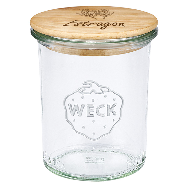 Træbeklædning "Estragon" med glas på fod WECK 160ml Træbeklædning "Estragon" med glas på fod WECK 160ml
