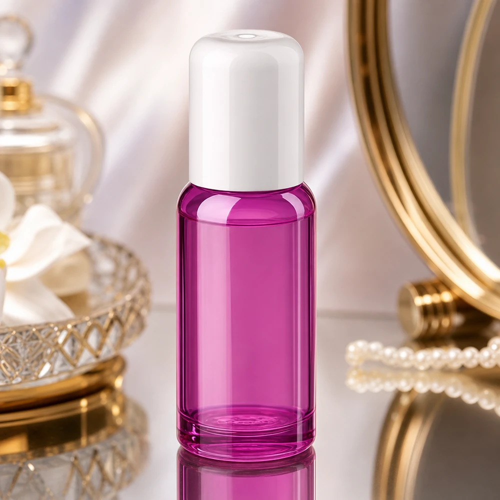 20 ml roll-on-flaske hvid standard PurpleLine UT18/20 Glasflaske i høj kvalitet 20 ml med roll-on-låg i transparent lilla til kosmetiske produkter