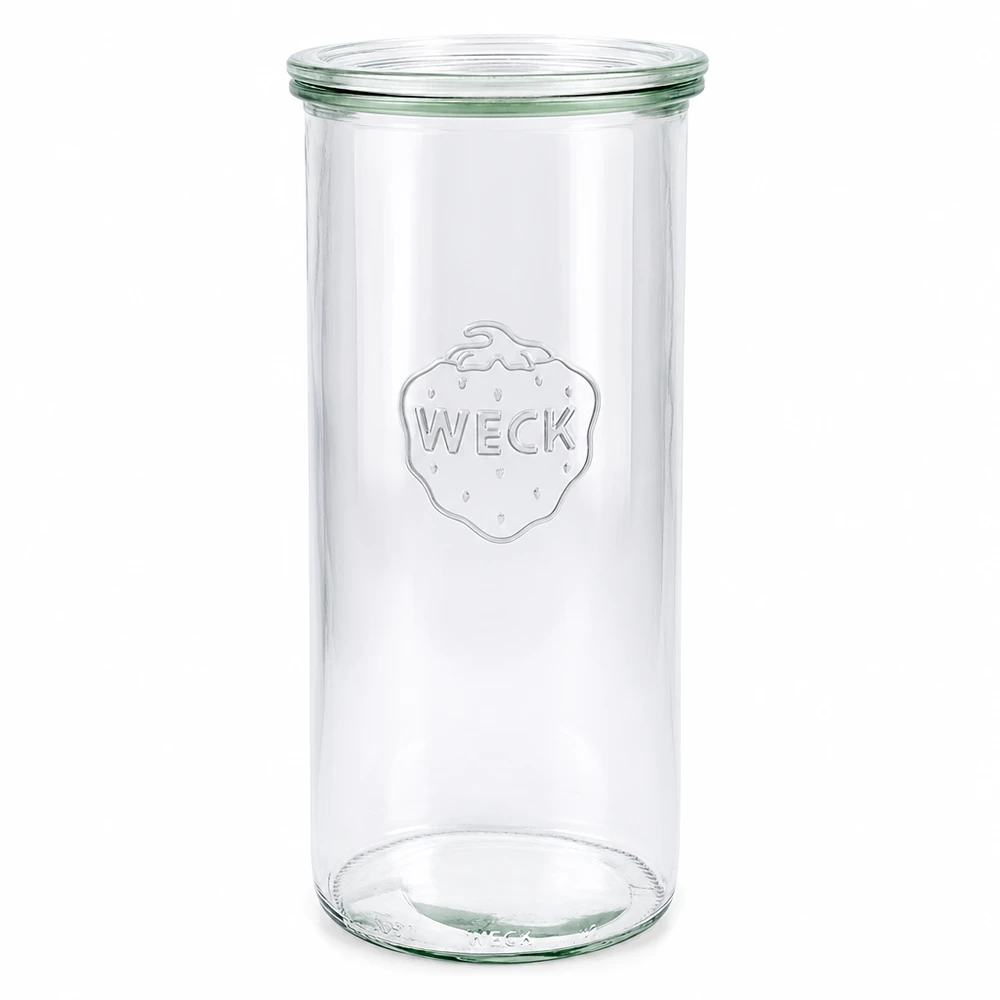 1500 ml Briller med glaslåg WECK RR100 WECK tumblingkrukke 1500 ml med glaslåg RR100 konserveringskrukke gennemsigtig tom stående