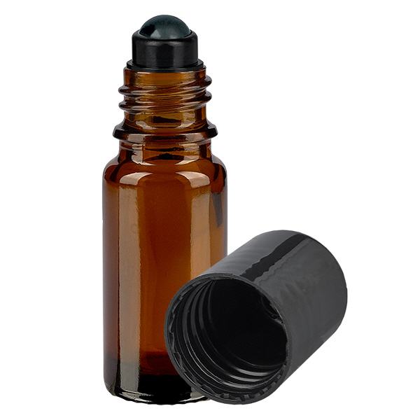 Apoteksflaske brun 10 ml roll-on hætte sort Apoteksflaske brun 10 ml roll-on hætte sort