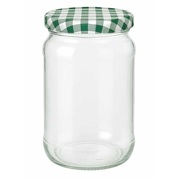 1062 ml rund krukke + BasicSeal-låg grøn/hvid UNiTWIST