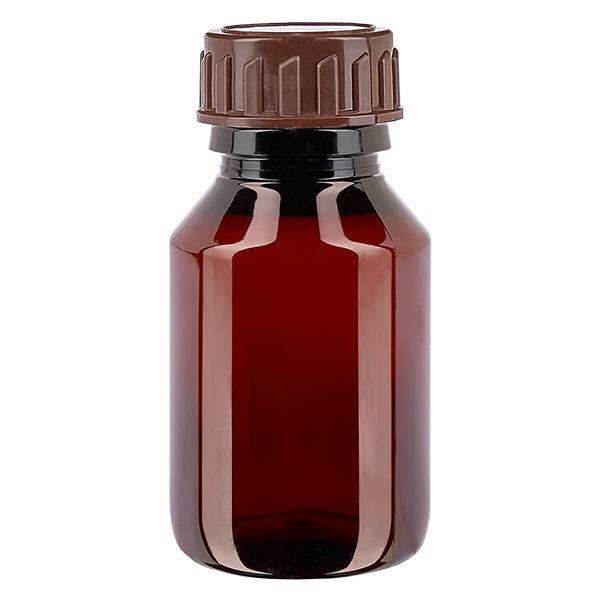 PET-flaske 50 ml med brun hætte Standard PET-flaske 50 ml med brun hætte Standard