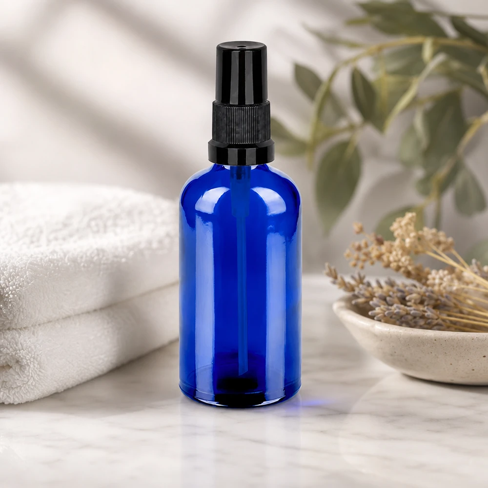 Elegant blå sprayflaske 100 ml - STD BlueLine-design til professionel brug