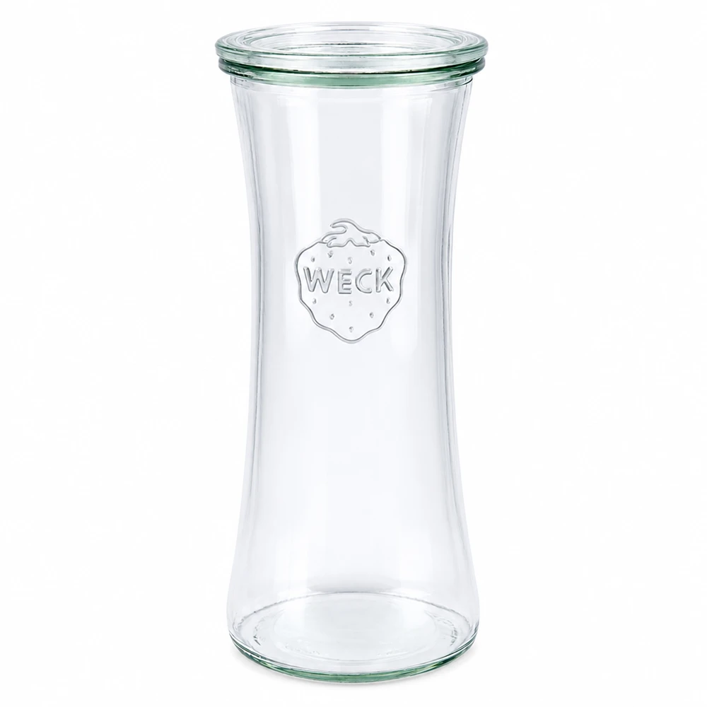 WECK delikatesseglas 700 ml med glaslåg RR80 - tomt konservesglas med logo på hvid baggrund