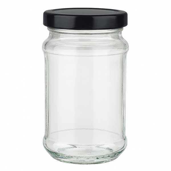 390 ml rund krukke med BasicSeal-låg sort UNiTWIST