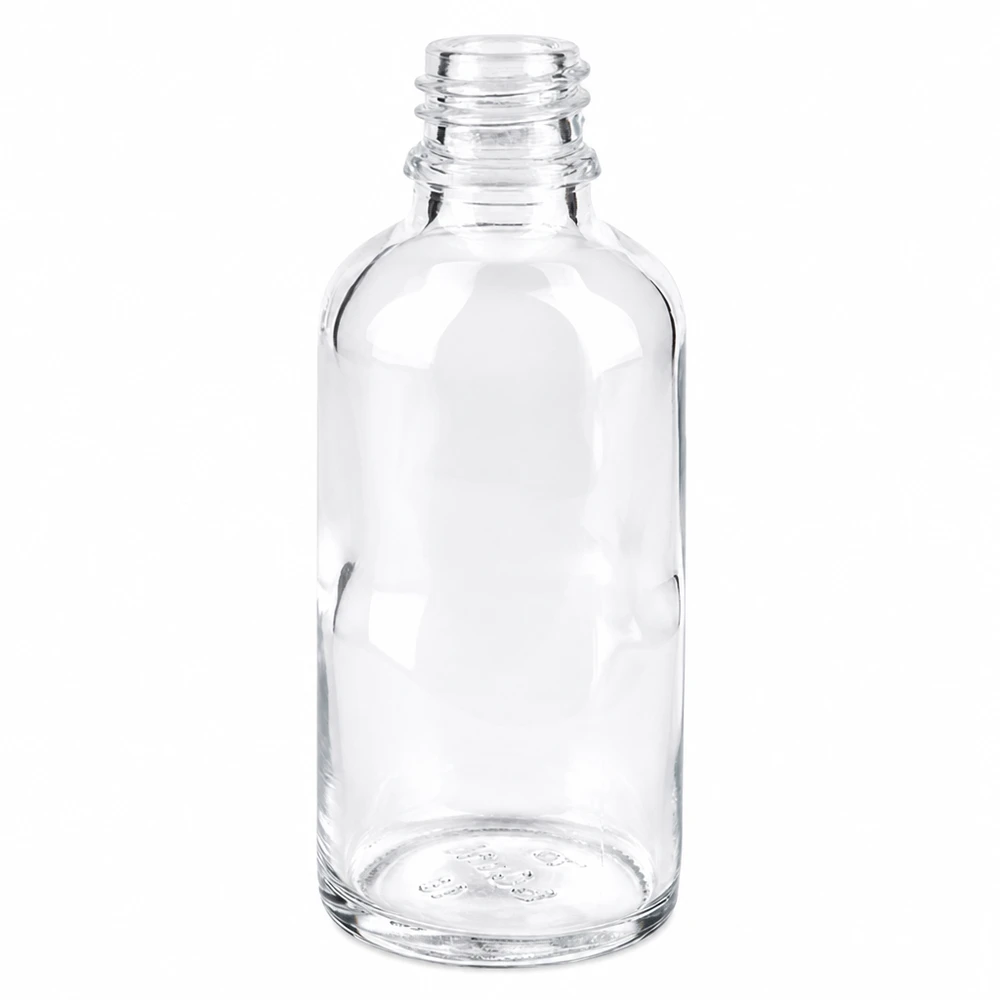 Flaske i klart glas 50 ml DIN 18 50 ml klar apoteksflaske ApoGlas lavet af gennemsigtigt glas til medicin og tinkturer