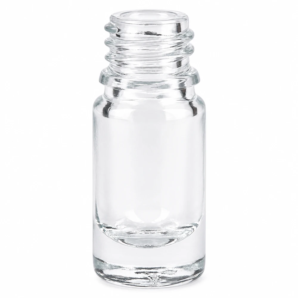 Flaske i klart glas 5ml DIN 18 5 ml klar apoteksflaske ApoGlas lavet af gennemsigtigt glas til medicin og tinkturer