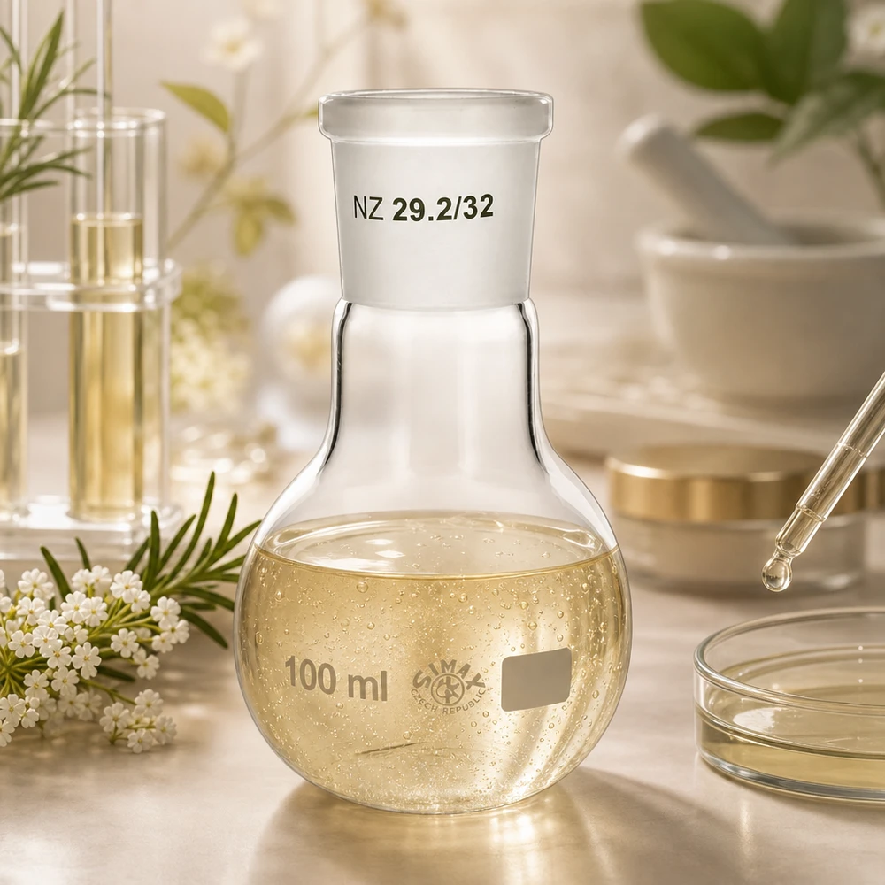 100 ml kolbe med standard slebet led (29/32) Kompakt 100 ml laboratoriekolbe med matslebet kant - ideel til syntesearbejde i laboratoriet
