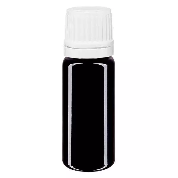 Apoteksflaske viol. 10ml skruelåg hvid OV Apoteksflaske viol. 10ml skruelåg hvid OV