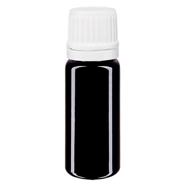 Apoteksflaske viol. 10ml skruelåg hvid OV Apoteksflaske viol. 10ml skruelåg hvid OV
