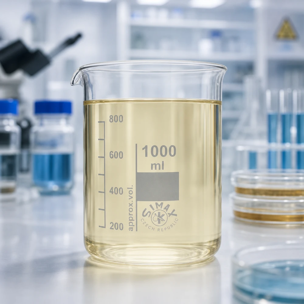 Bægerglas 1000 ml borosilikatglas, lav form Bægerglas 1000 ml i gennemsigtigt borosilikatglas med tud til nem dekantering i laboratoriet