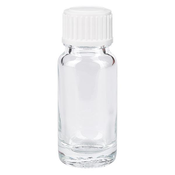 Apoteksflaske klar 10ml skruelåg hvid pc Apoteksflaske klar 10ml skruelåg hvid pc
