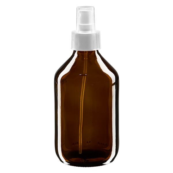 250 ml medicinflaske brun, med pumpesprøjte hvid ApoGlas. Farmaceutisk kvalitet fra EU-produktion. 28 mm (PP28) gevind. (sirup, let glasflaske) 250 ml medicinflaske brun, med pumpesprøjte hvid ApoGlas. Farmaceutisk kvalitet fra EU-produktion. 28 mm (PP28) gevind. (sirup, let glasflaske)